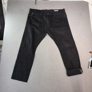 Marks & Spencer Jeans Mens 40x29 Black Selvedge 100% Cotton Straight Leg